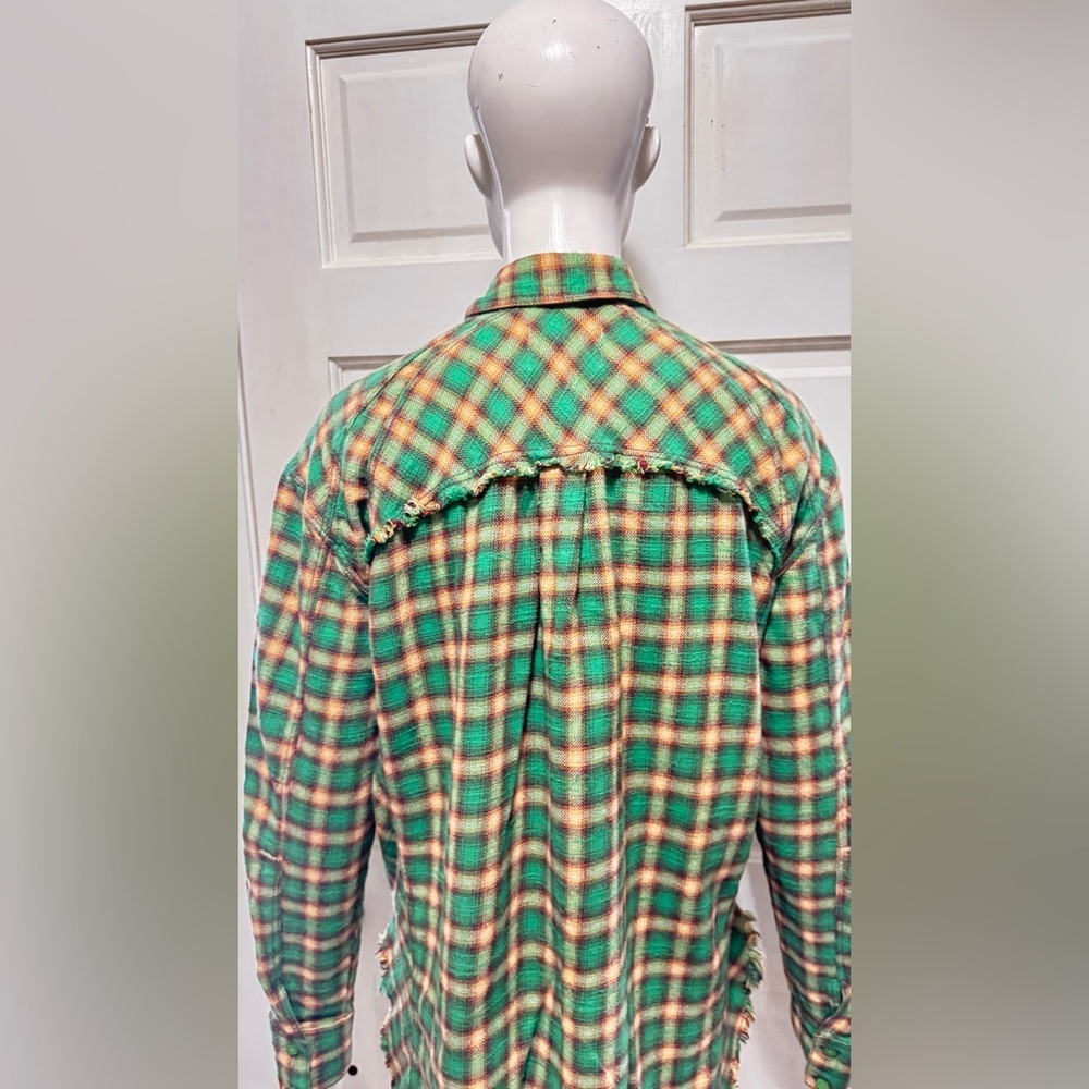 BDG Urban Outfitters Brixton Flannel Button-Down Shirt Tunic Top Sz Medium P-17 - Picture 9 of 16